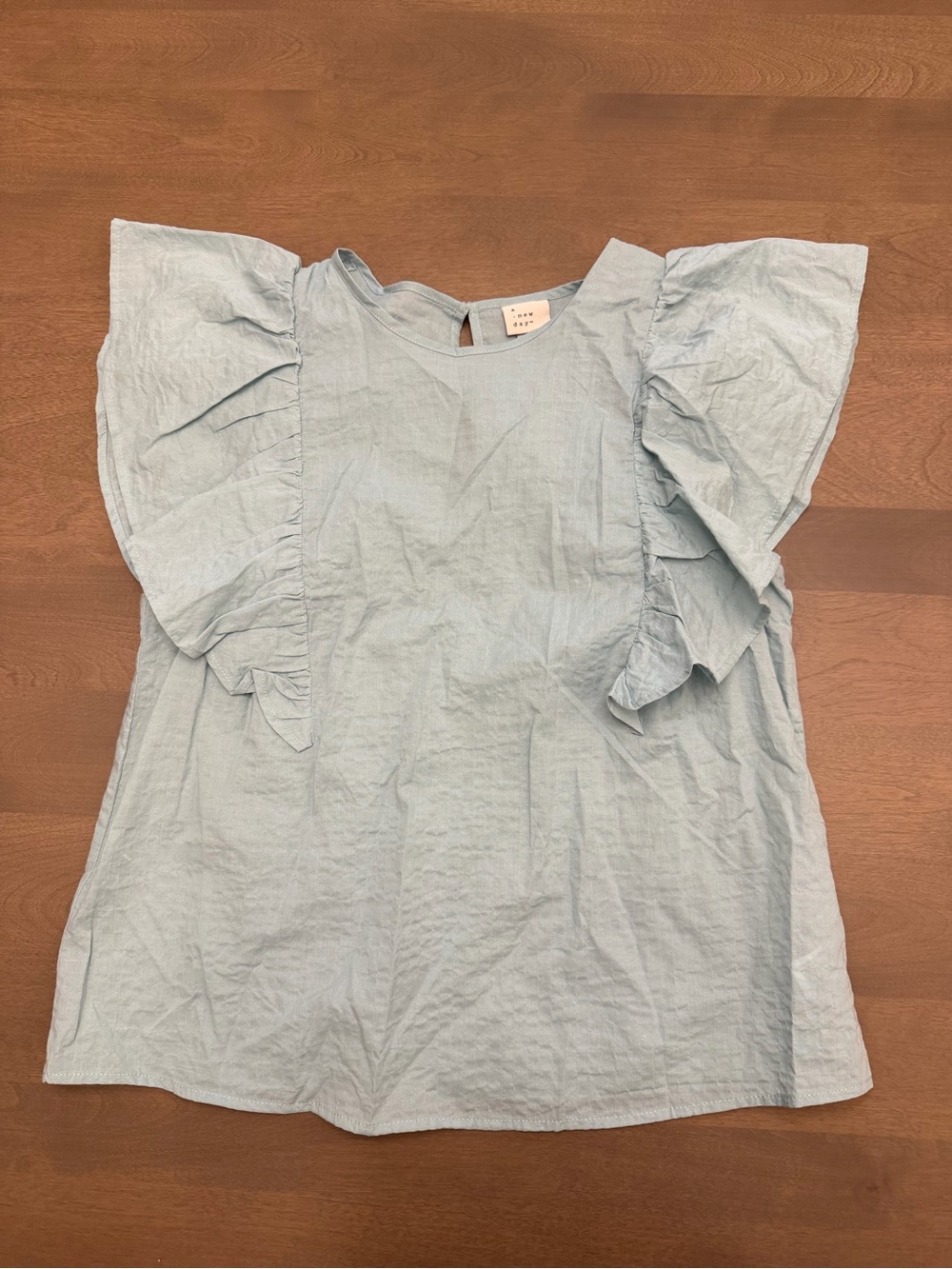 A New Day Blue Ruffle Flutter Sleeve Blouse Size Medium